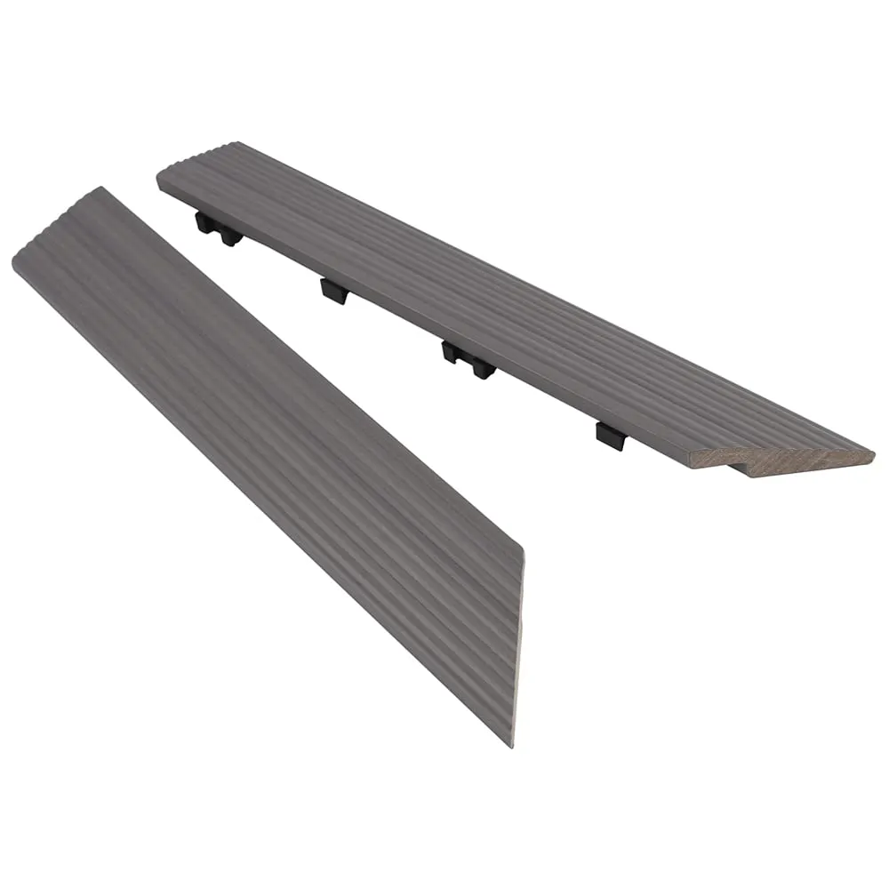 1/6 ft. x 1 ft. Quick Deck Composite Deck Tile Outside Corner Fascia (2-Pieces/Box) (Westminster Gray)