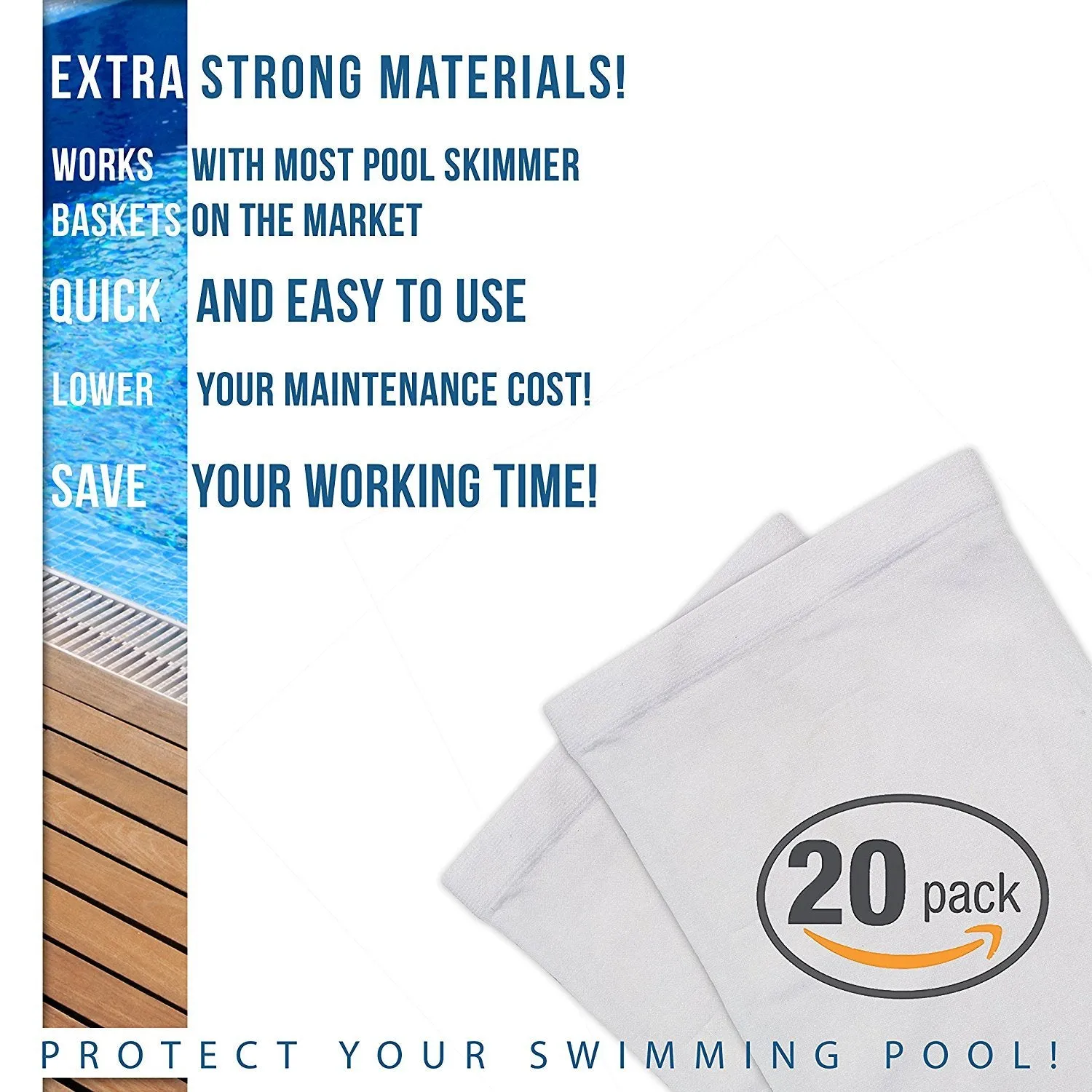 20 pack Pool Skimmer Socks Filter Savers for Baskets and Skimmers - Ultrafine Mesh Material to Protect Your Basket Filters, Removes Debris, Leaves, Oil, Pollen, Bugs, Scum