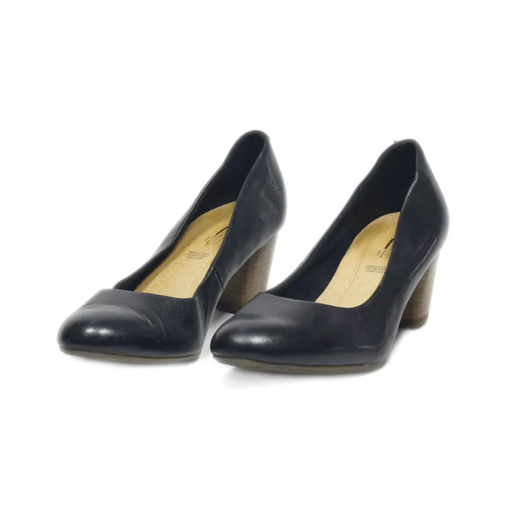 5Th Avenue Mid-Heel Shoes Leather Black Colour For Women