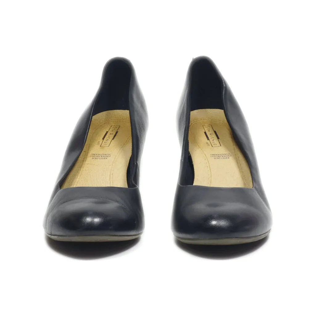 5Th Avenue Mid-Heel Shoes Leather Black Colour For Women