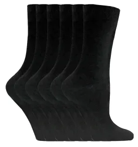 6 Pairs Ladies Plain Coloured Cotton Socks (PL30 Black)