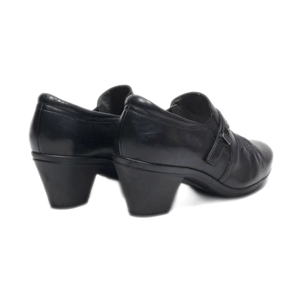 Abeo Rachel Mid-Heel Shoes Leather Black Colour For Women