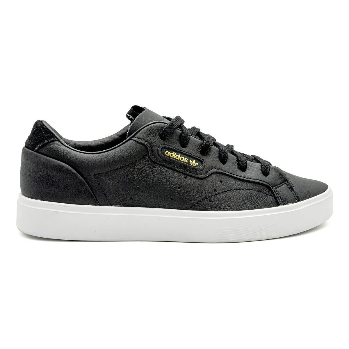 Adidas Sleek Low-Top Sneakers Leather Black Colour For Women