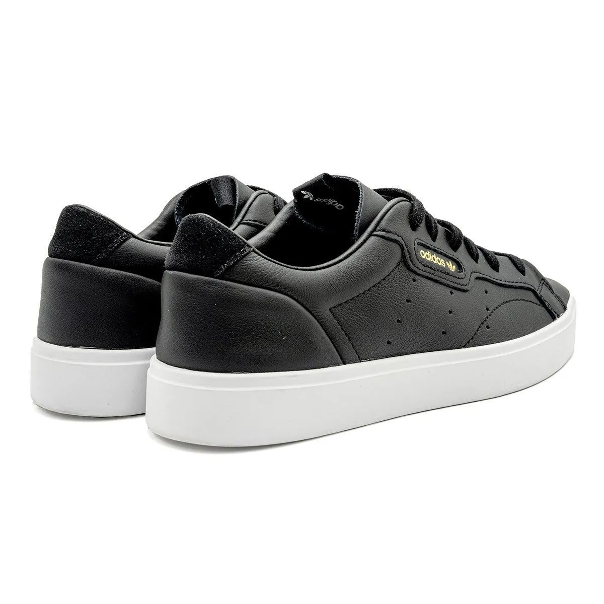 Adidas Sleek Low-Top Sneakers Leather Black Colour For Women