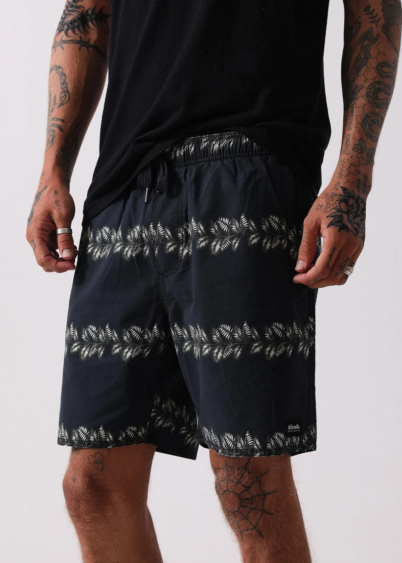 Afends Mens Baywatch Palm Valley - Elastic Waist Boardshort