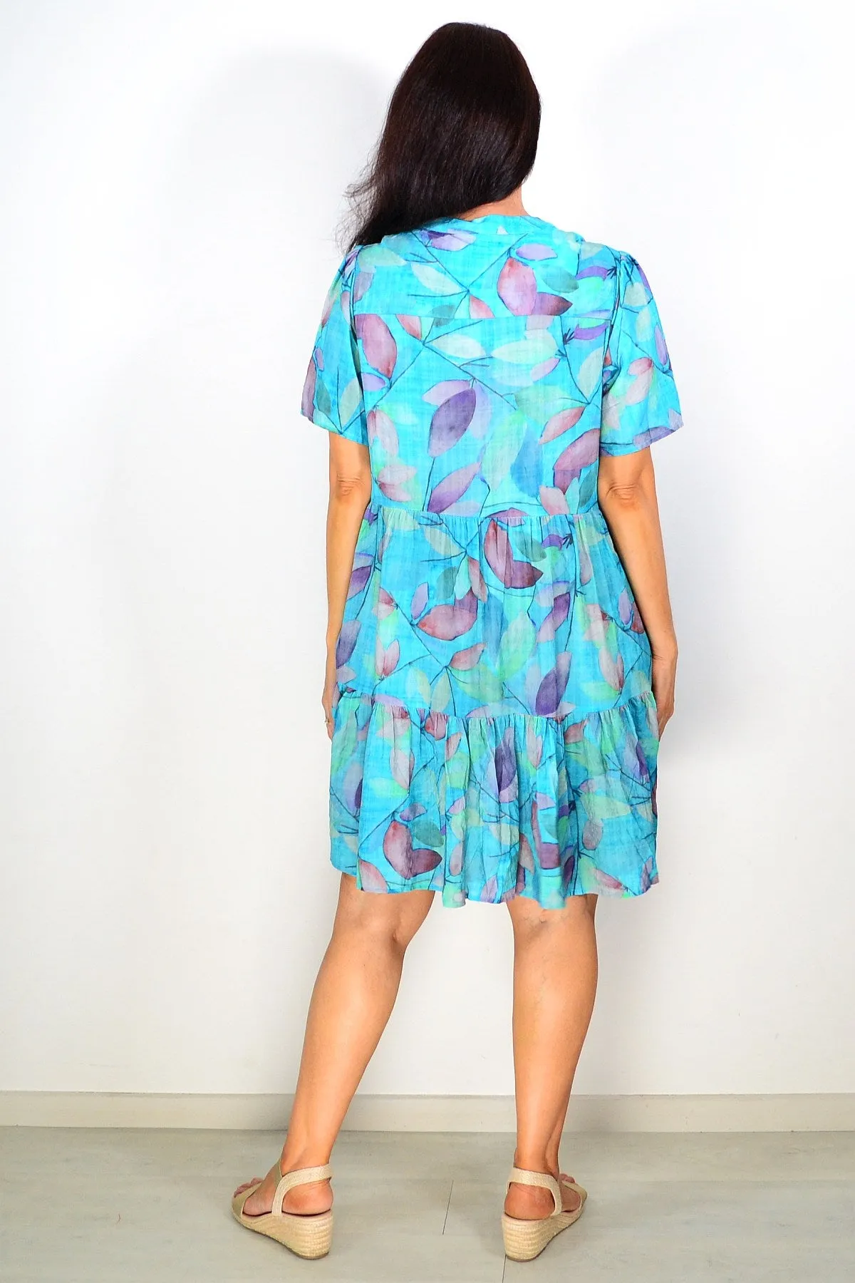 Aqua Green Print Ladies Tunic Dress