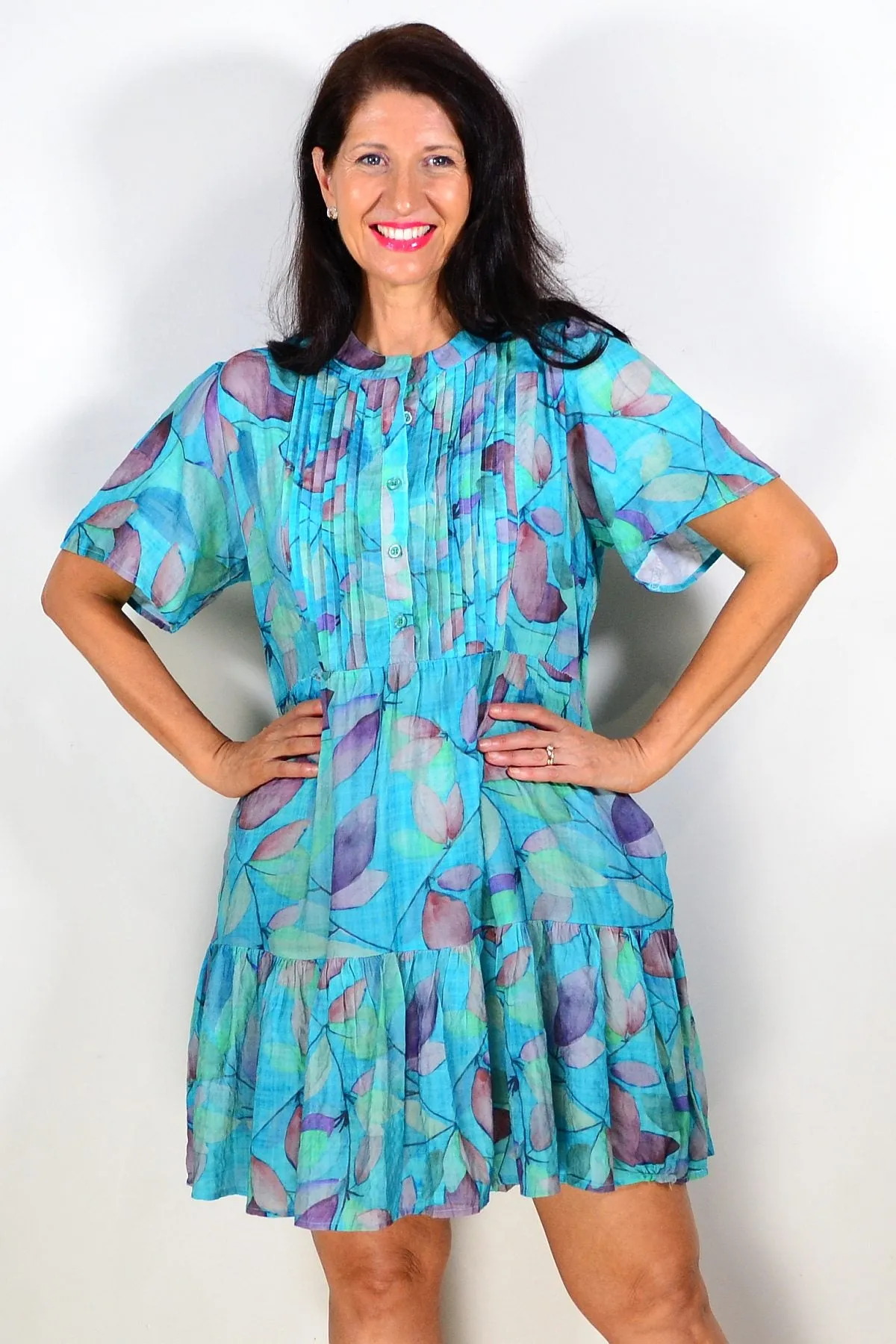 Aqua Green Print Ladies Tunic Dress