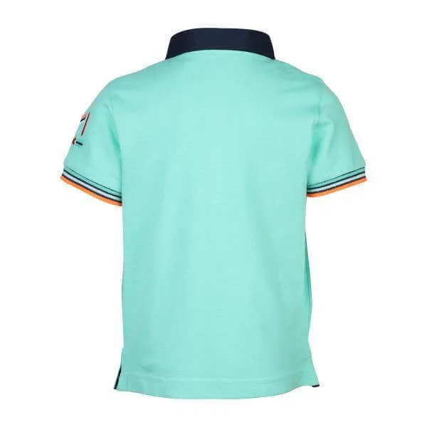 BABY BOYS SHORT SLEEVE EMBROIDERED POLO - AQUA