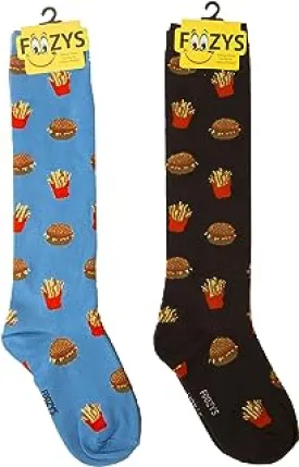 BLUE BURGER AND FIRES TALL SOCKS