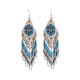 Blue Desert Bloom Beaded Earrings