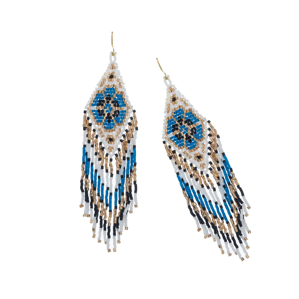 Blue Desert Bloom Beaded Earrings