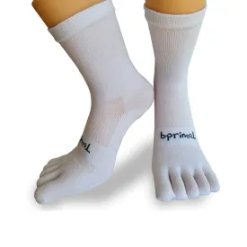 Bprimal YOUTH Everyday Five-Toe Socks - Crew - Regular Weight - White