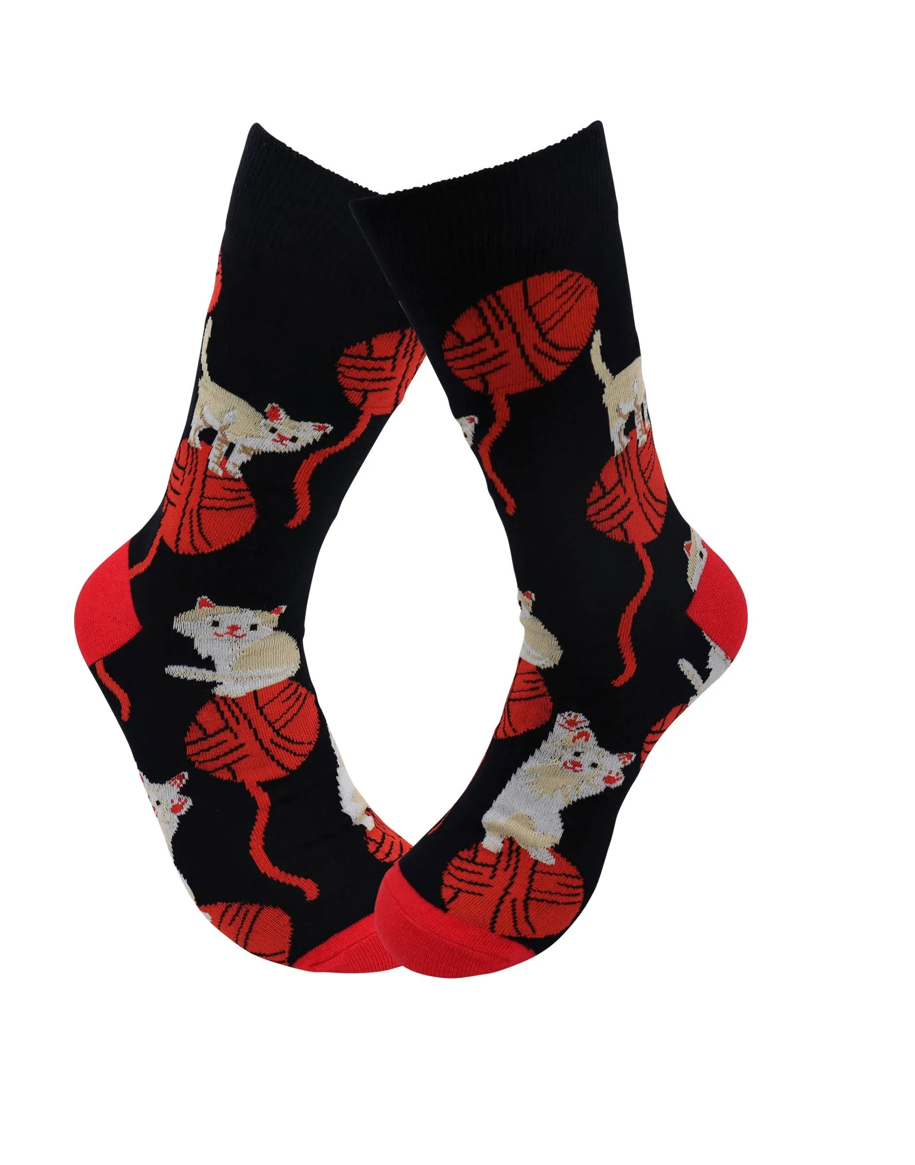 Casual Designer Animal Socks - Playful Cat - for Women