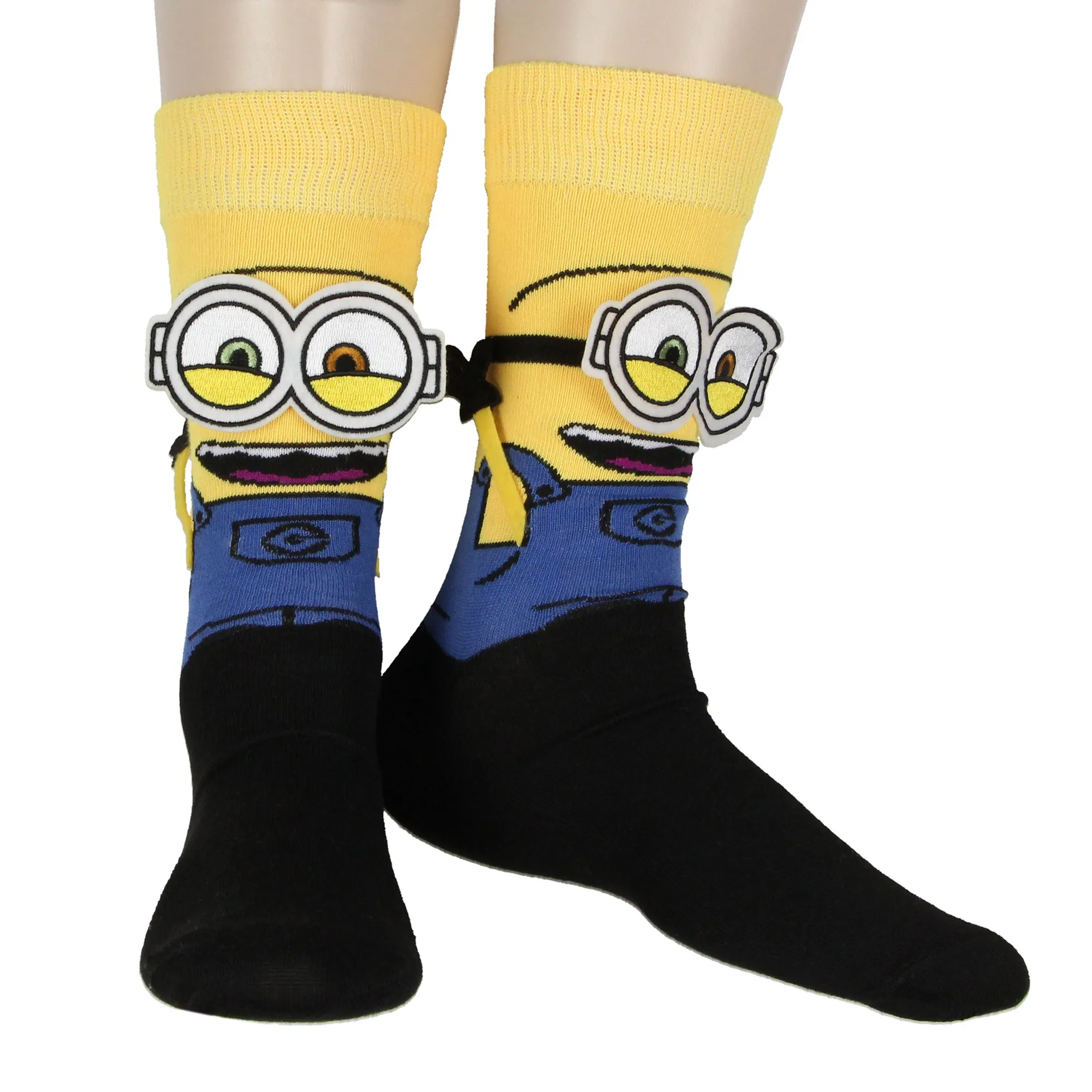 Despicable Me Minions 3D Bob The Minion Character Stretchy Men's Crew Socks