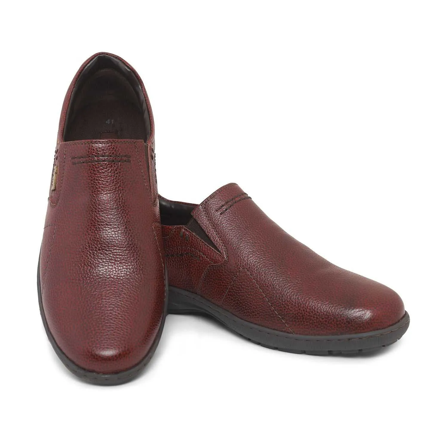 Ezok Men Maroon Leather Slipon