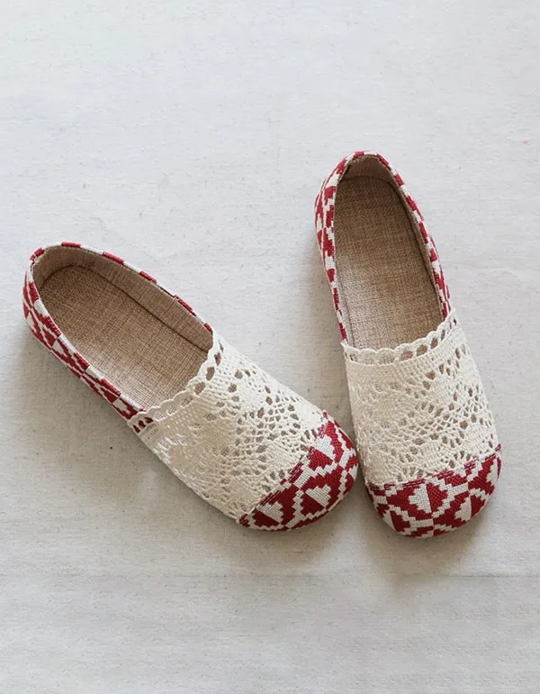 Handmade Comfortable Linen Women's shoes Flat