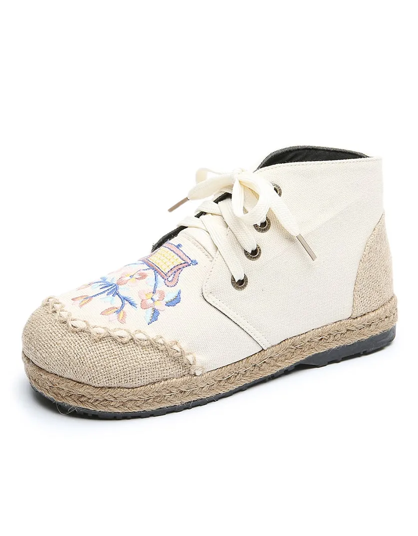 Handmade Embroidery Linen Comfortable Shoes