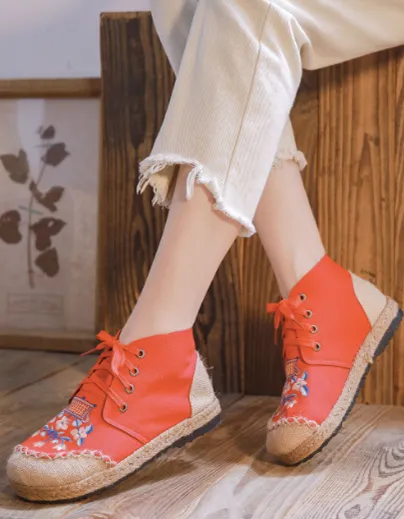 Handmade Embroidery Linen Comfortable Shoes