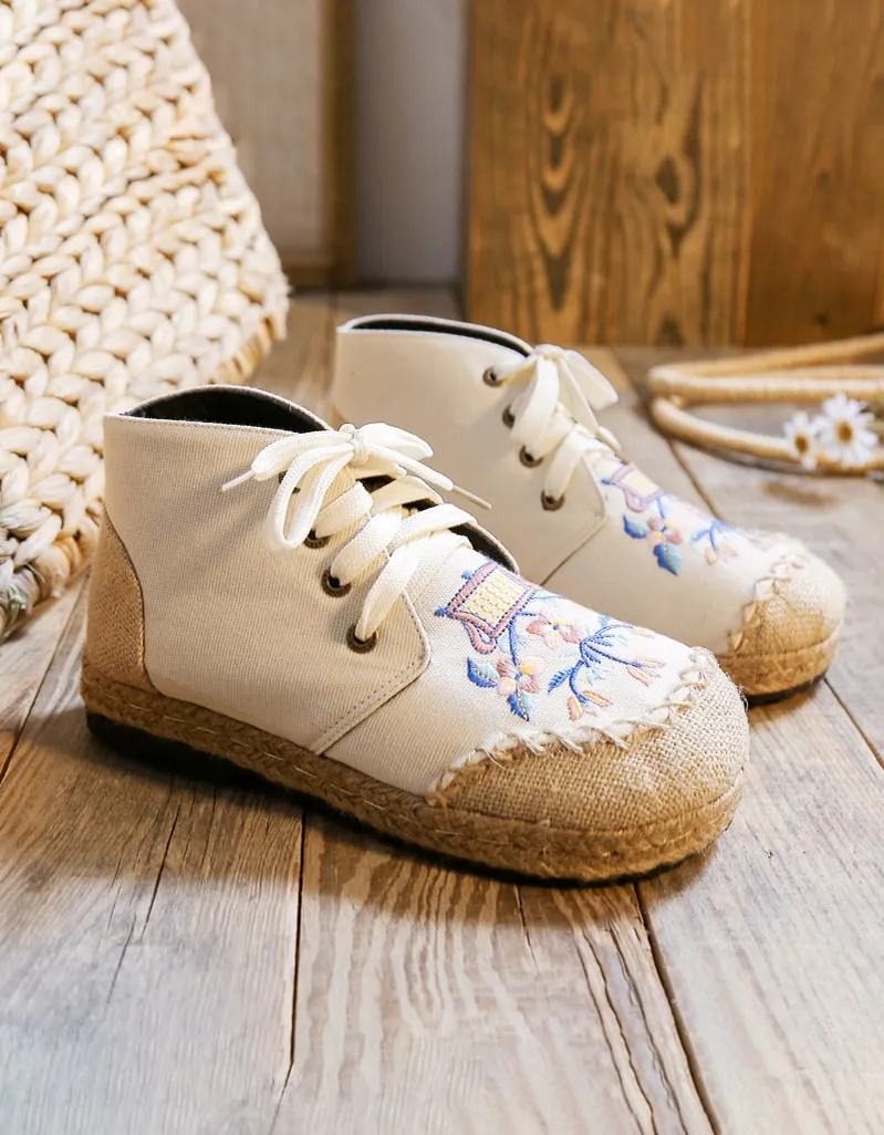 Handmade Embroidery Linen Comfortable Shoes