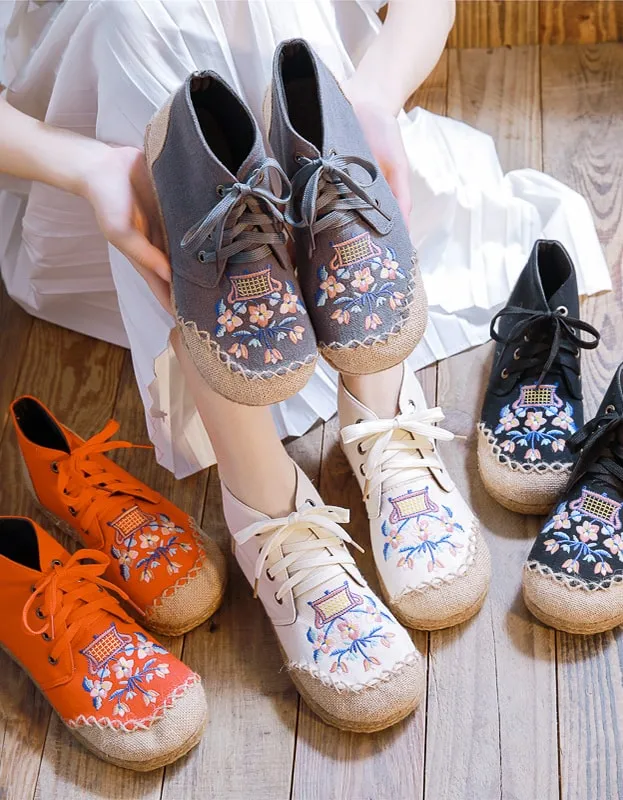 Handmade Embroidery Linen Comfortable Shoes