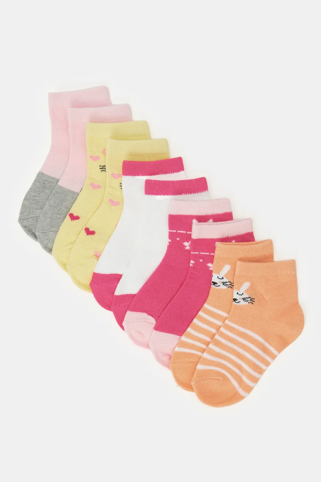 Infant Girls Assorted Ankle Socks Set (Pack Of 5)