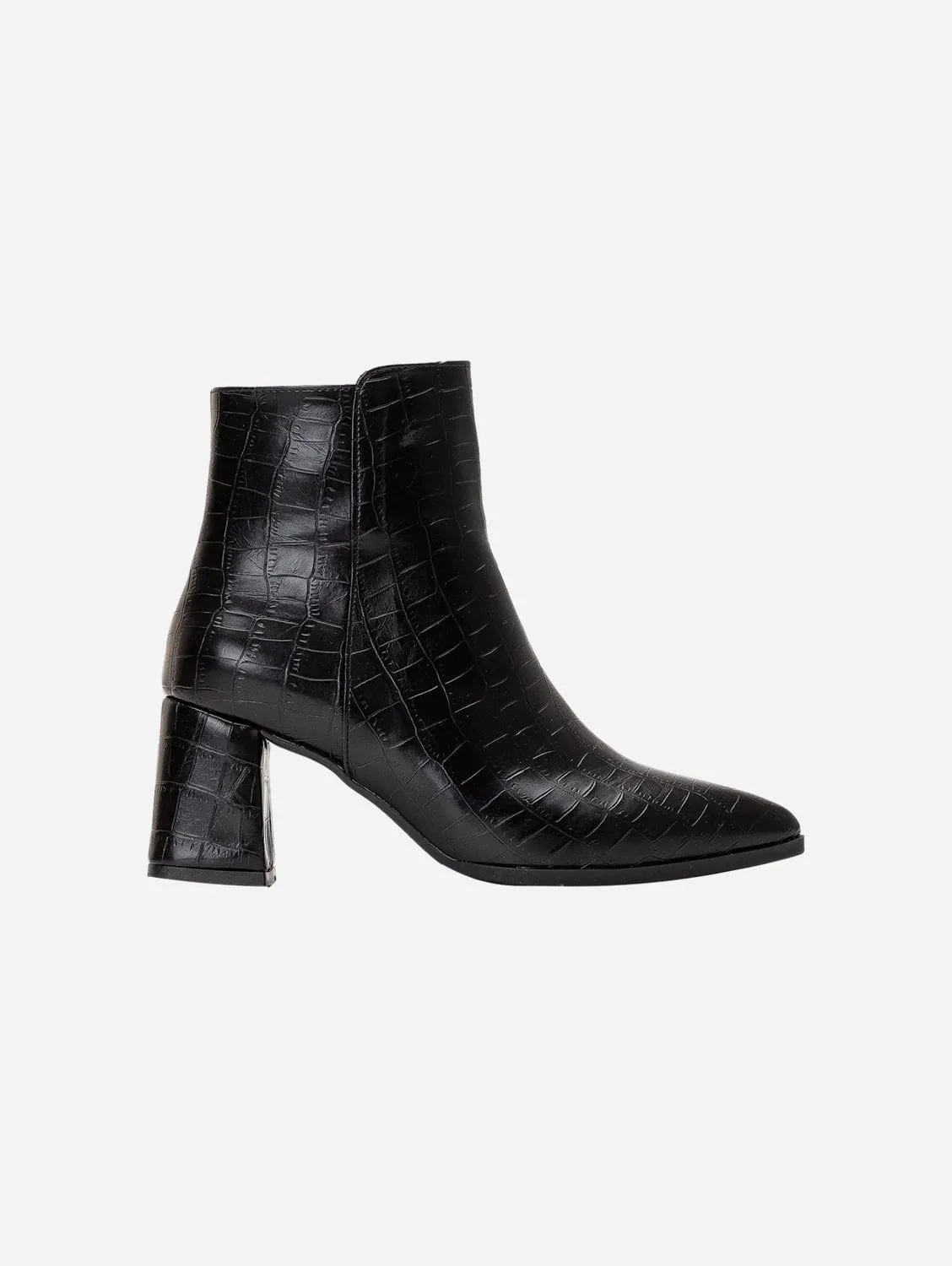 Lilith Vegan Crocodile Ankle Boots | Black