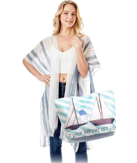 LOA105 "Let Your Dreams Set Sail" Summer Beach Tote Bag