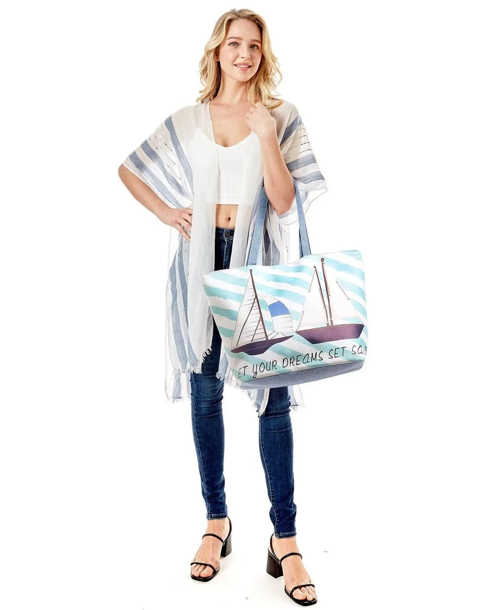 LOA105 "Let Your Dreams Set Sail" Summer Beach Tote Bag