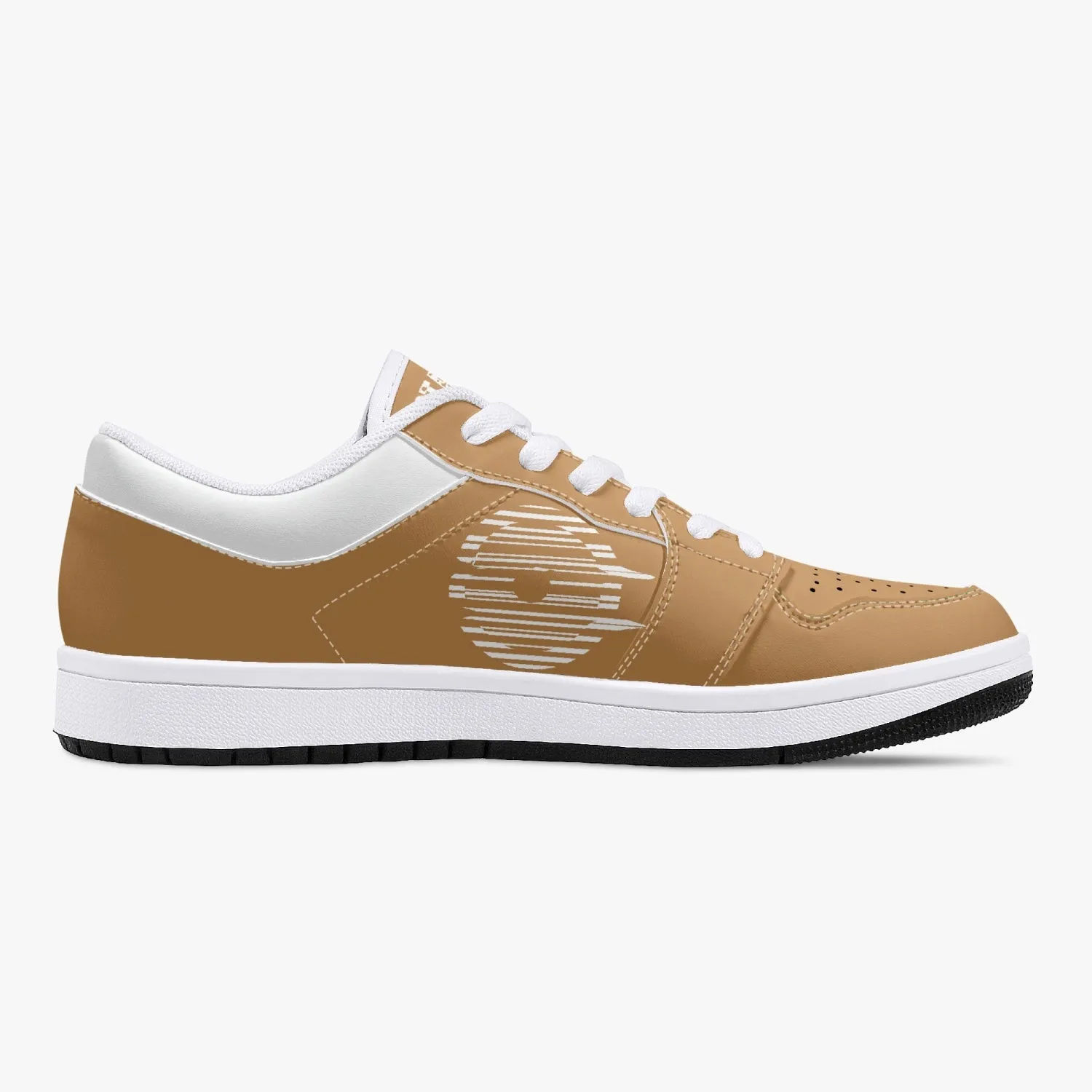 Low-Top Leather Sneakers - Orange/White