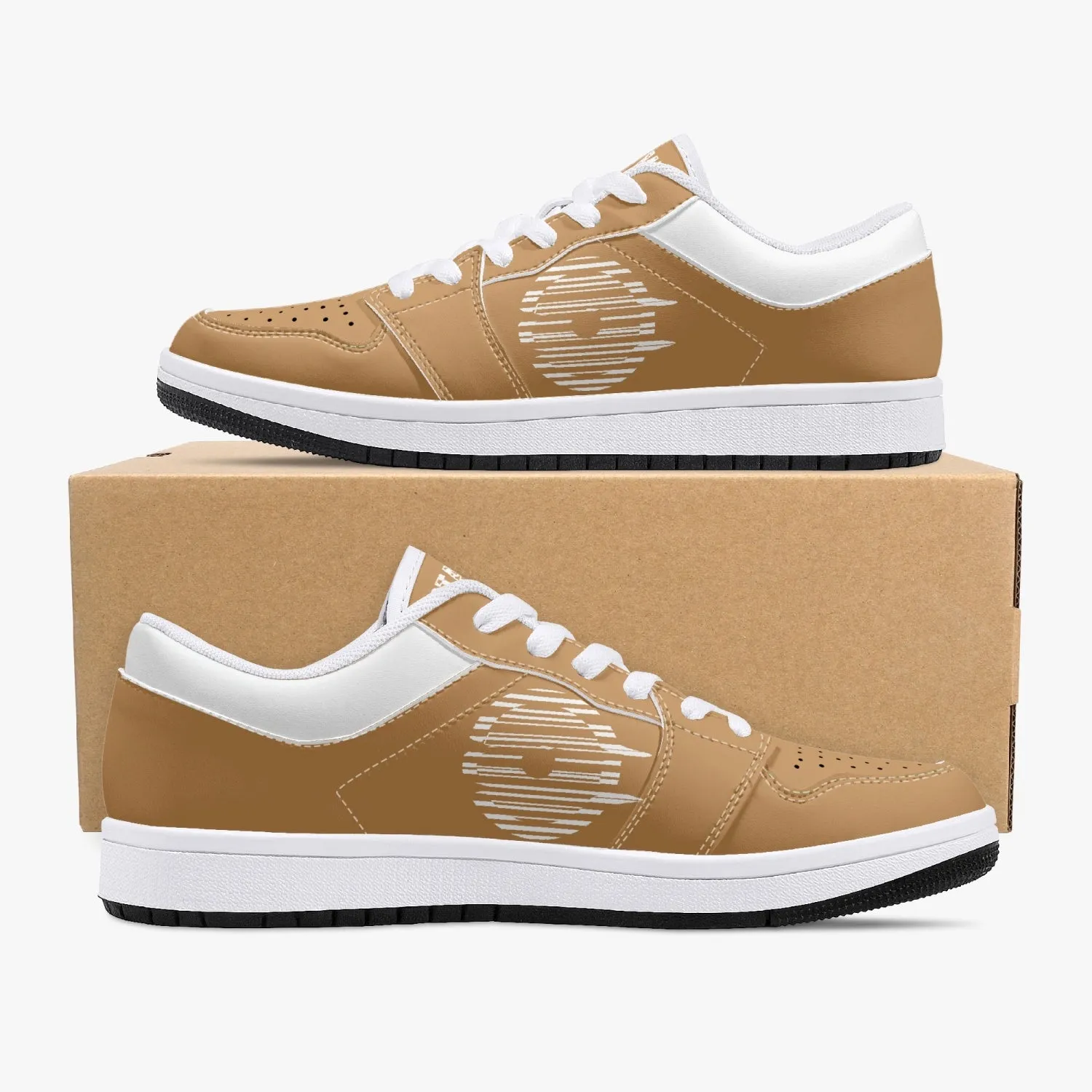 Low-Top Leather Sneakers - Orange/White