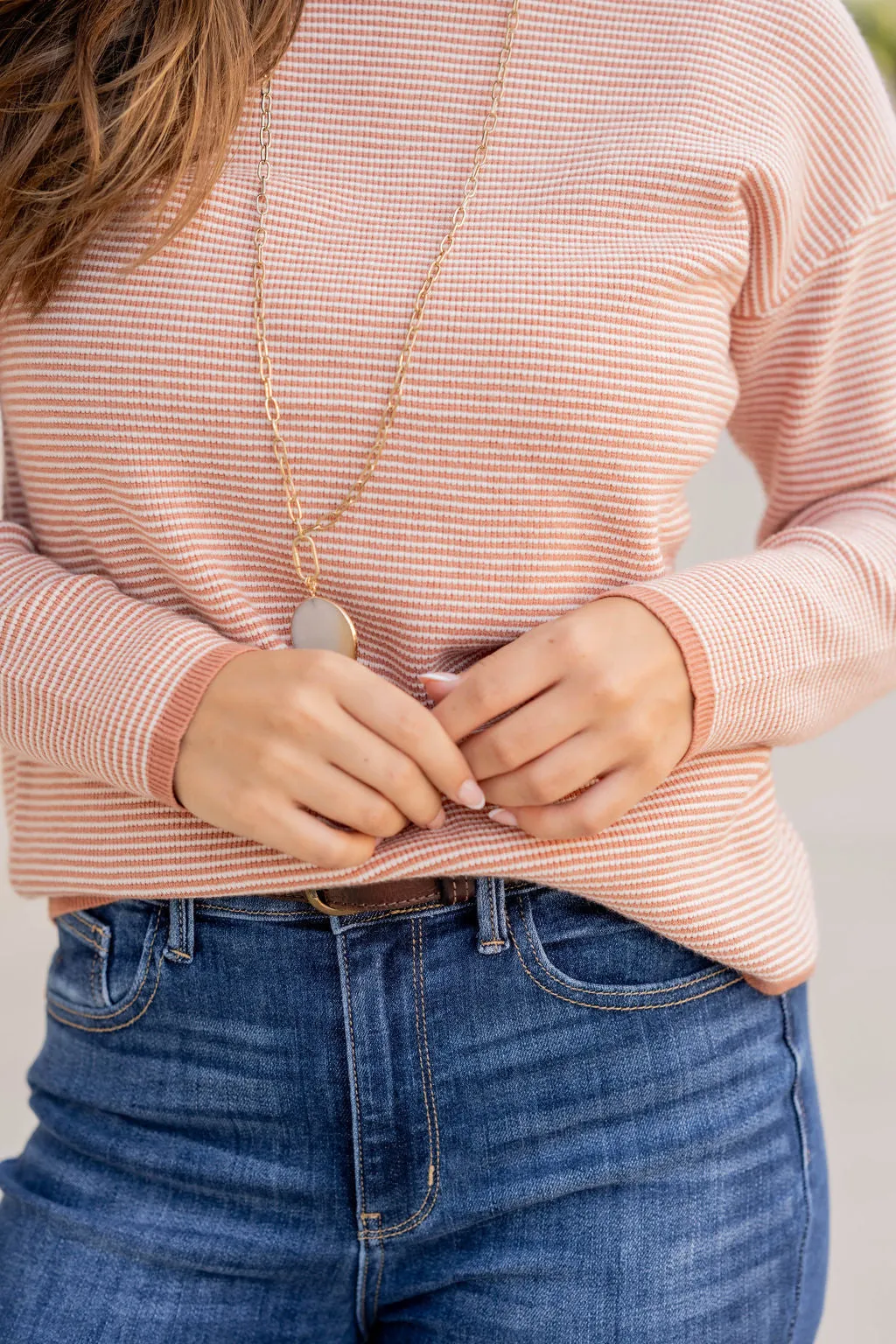 Marled Stripes Mock Neck Sweater