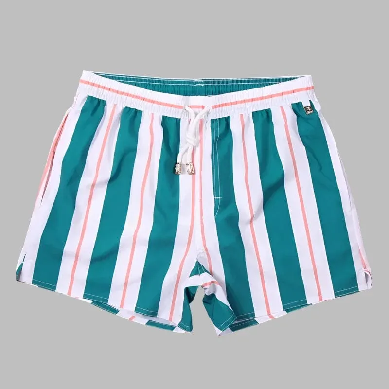 Men's Striped Beach Vacation Shorts: Lined Swim Trunks for Hot Springs