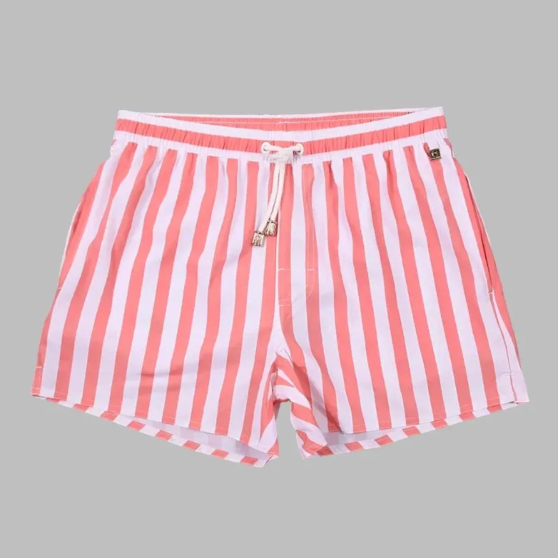 Men's Striped Beach Vacation Shorts: Lined Swim Trunks for Hot Springs