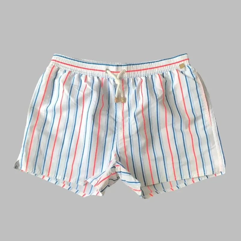 Men's Striped Beach Vacation Shorts: Lined Swim Trunks for Hot Springs