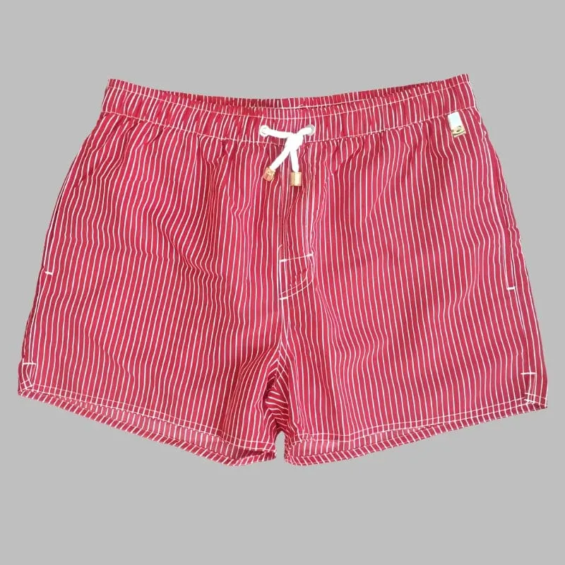 Men's Striped Beach Vacation Shorts: Lined Swim Trunks for Hot Springs