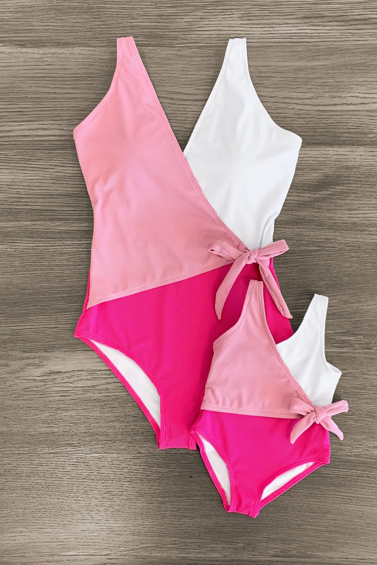 Mom & Me - Pink & White One Piece Swimsuit