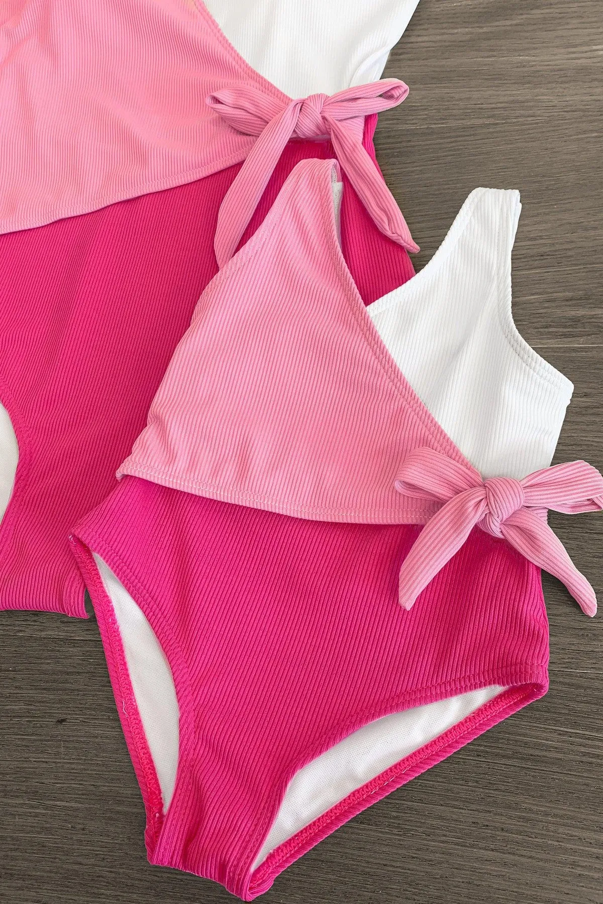 Mom & Me - Pink & White One Piece Swimsuit