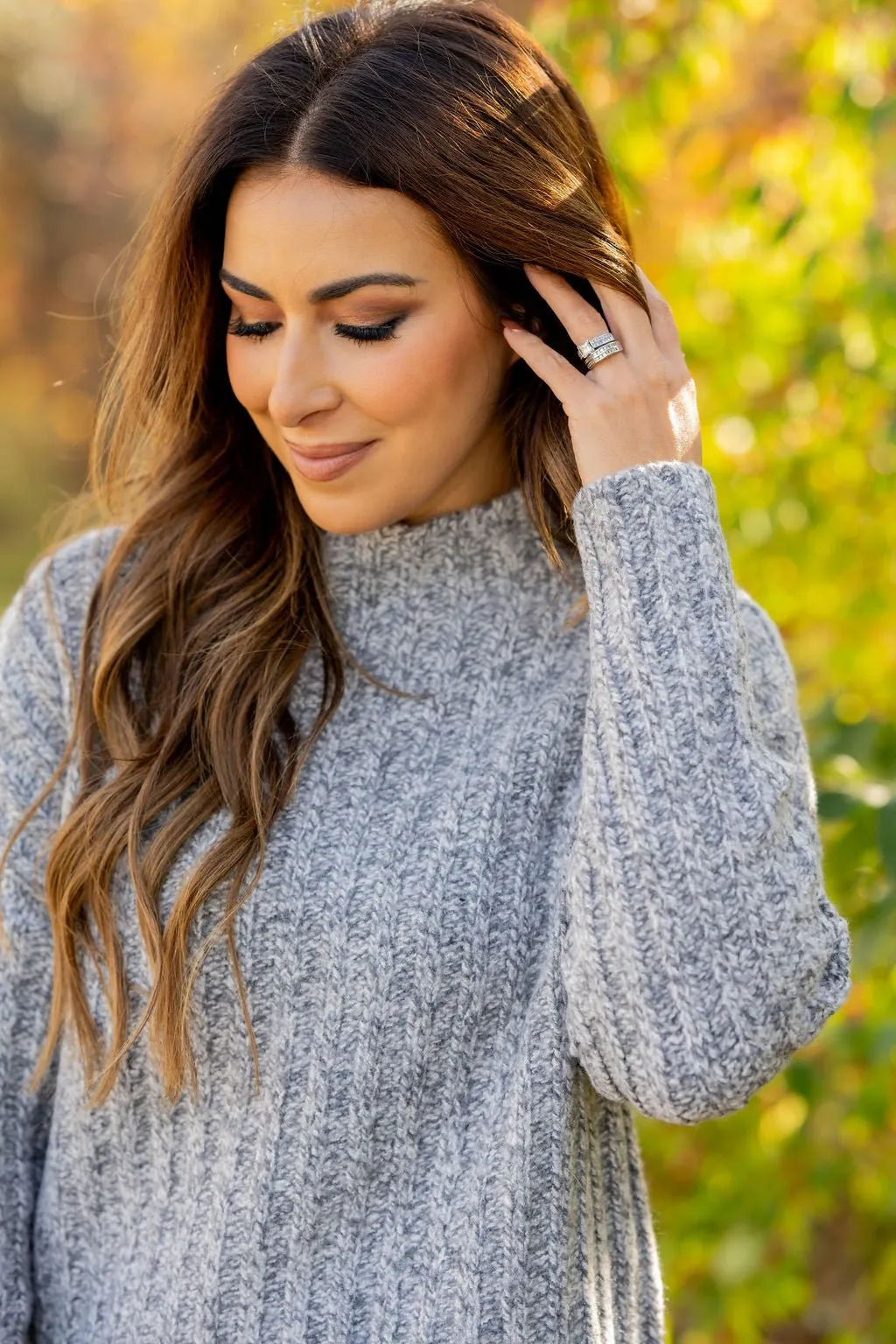 Perfectly Heathered Mock Neck Sweater