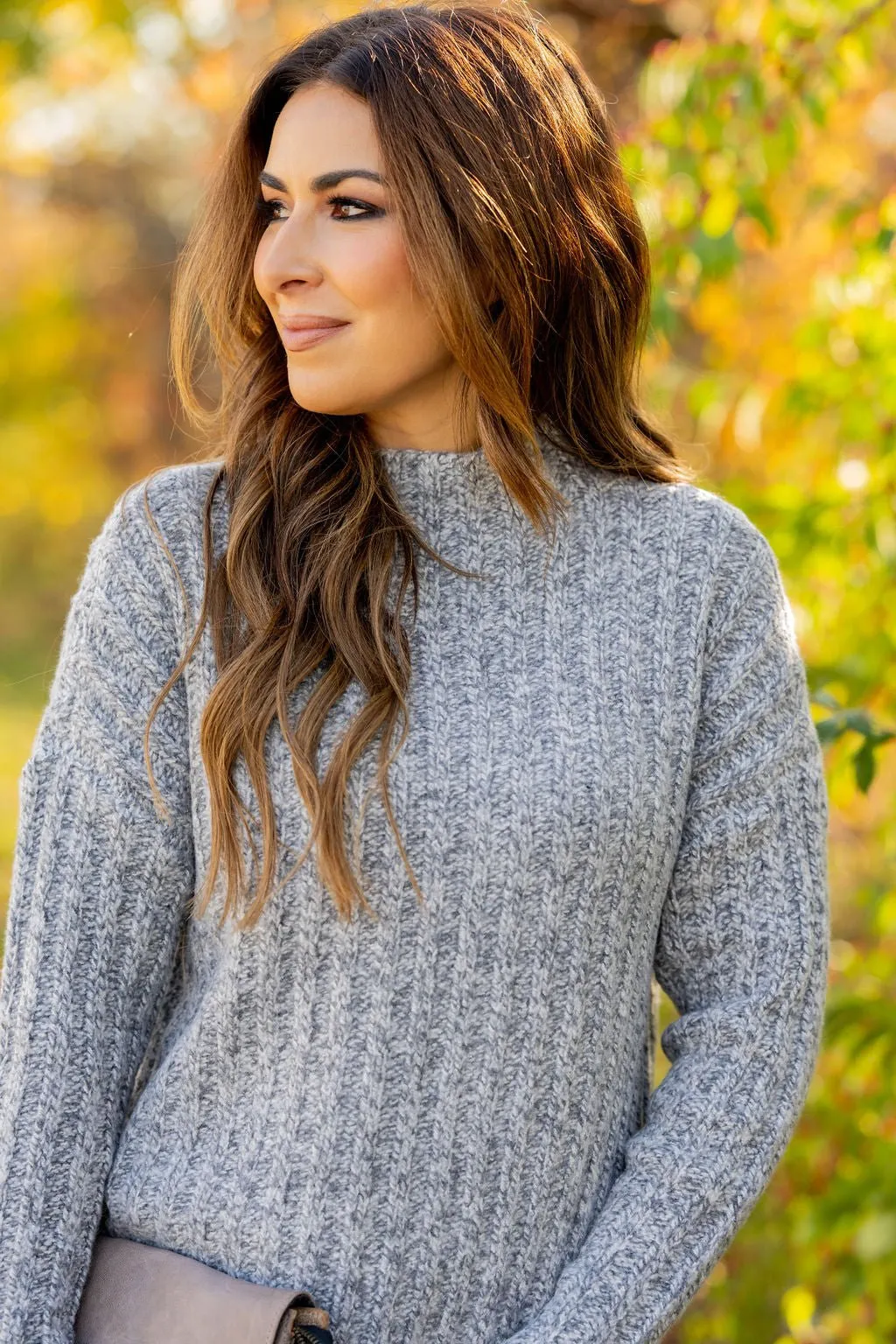 Perfectly Heathered Mock Neck Sweater