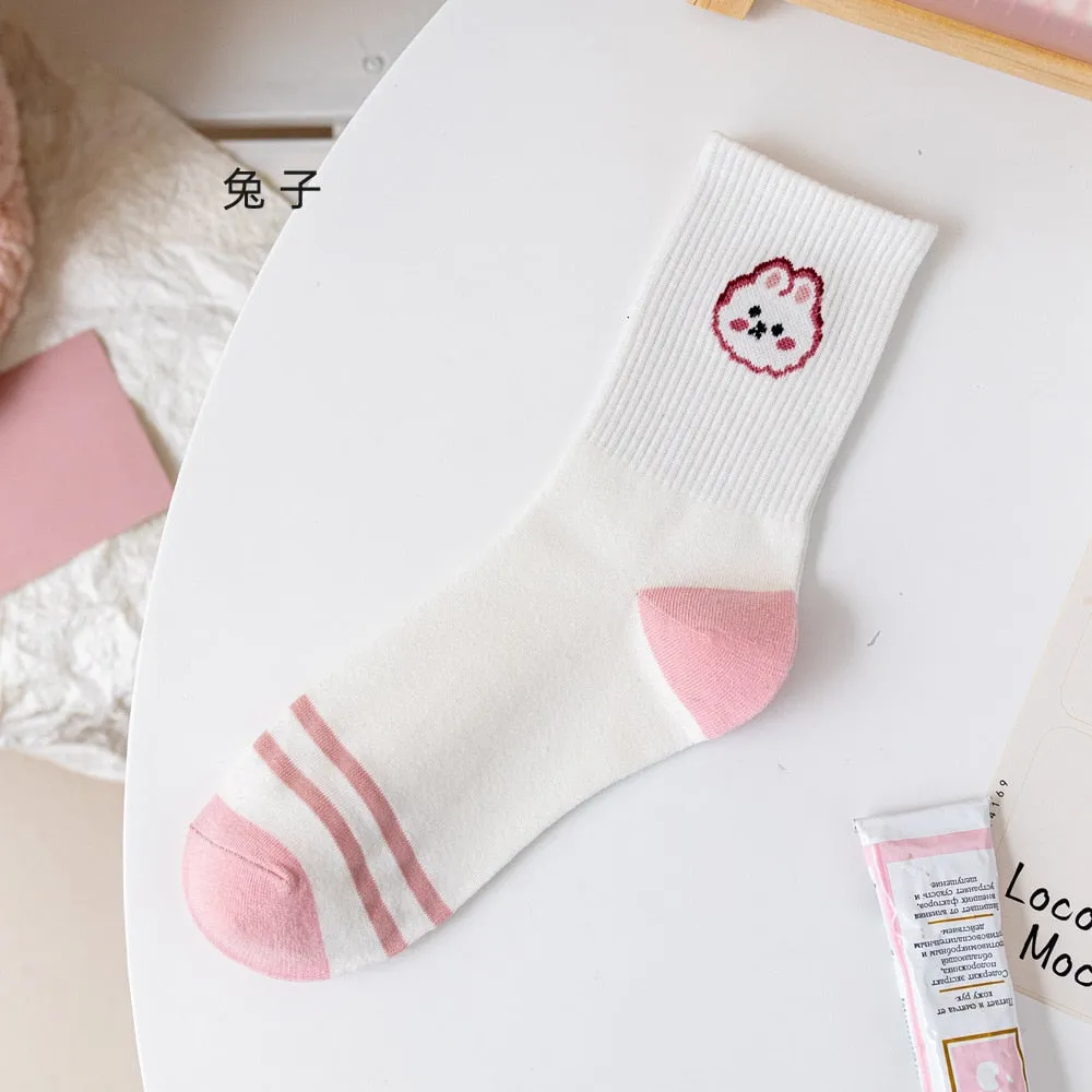 Pink and White Socks