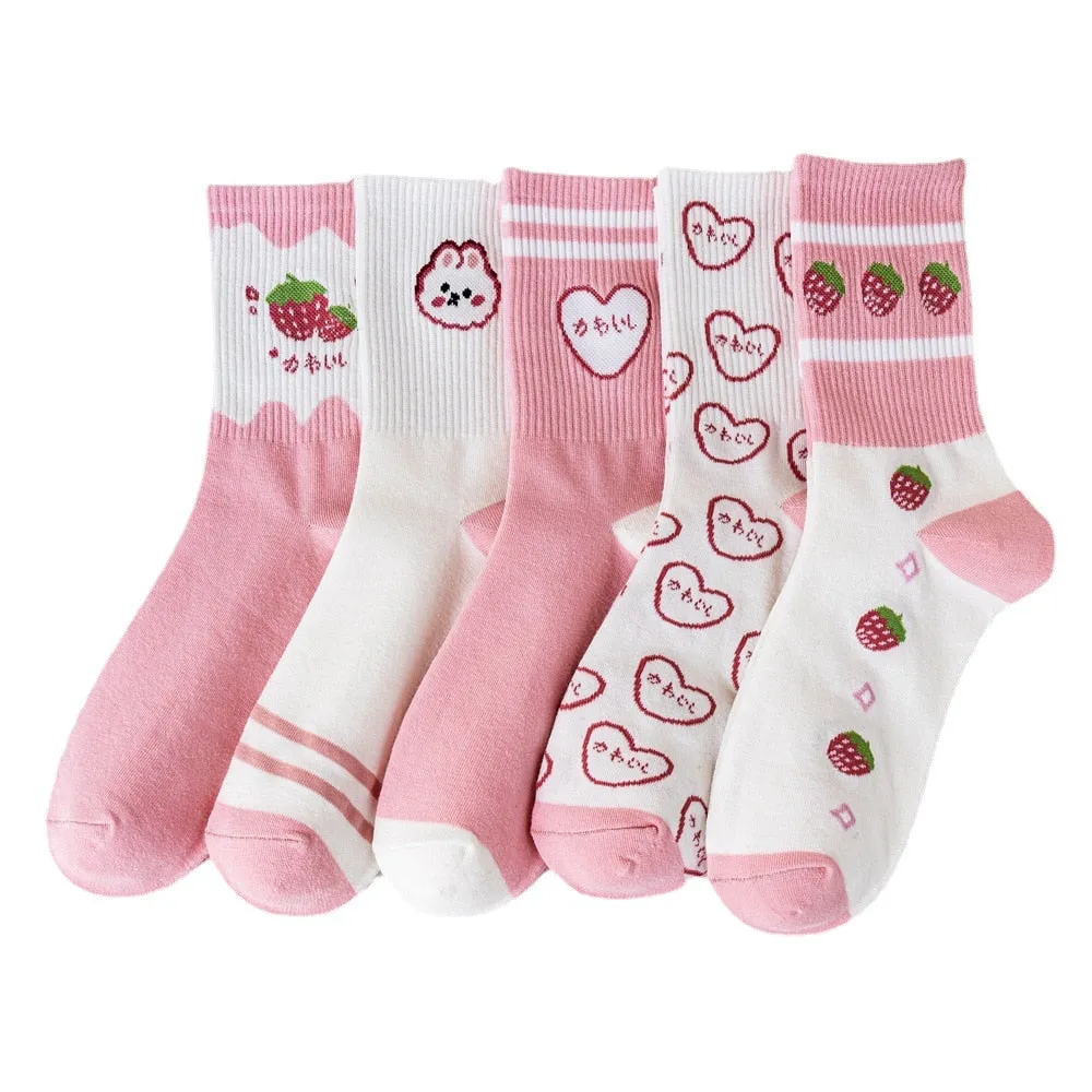 Pink and White Socks