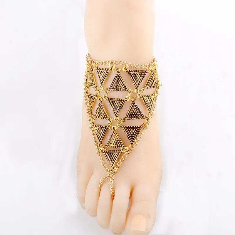 Retro exaggerated character fashion geometric triangle alloy hand-foot bracelet jewelry