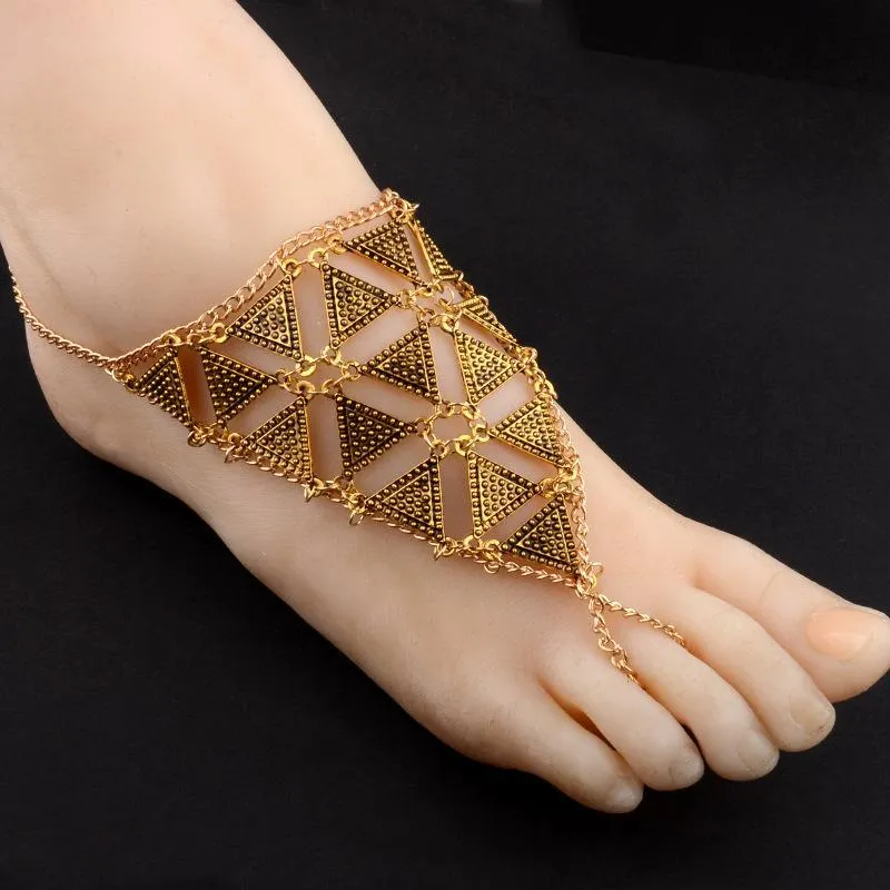 Retro exaggerated character fashion geometric triangle alloy hand-foot bracelet jewelry