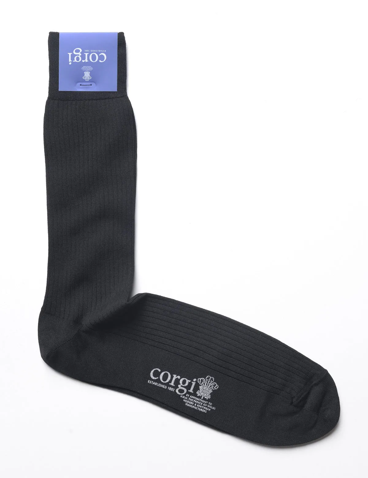 Ribbed Dress Socks in Mercerized Cotton - Black