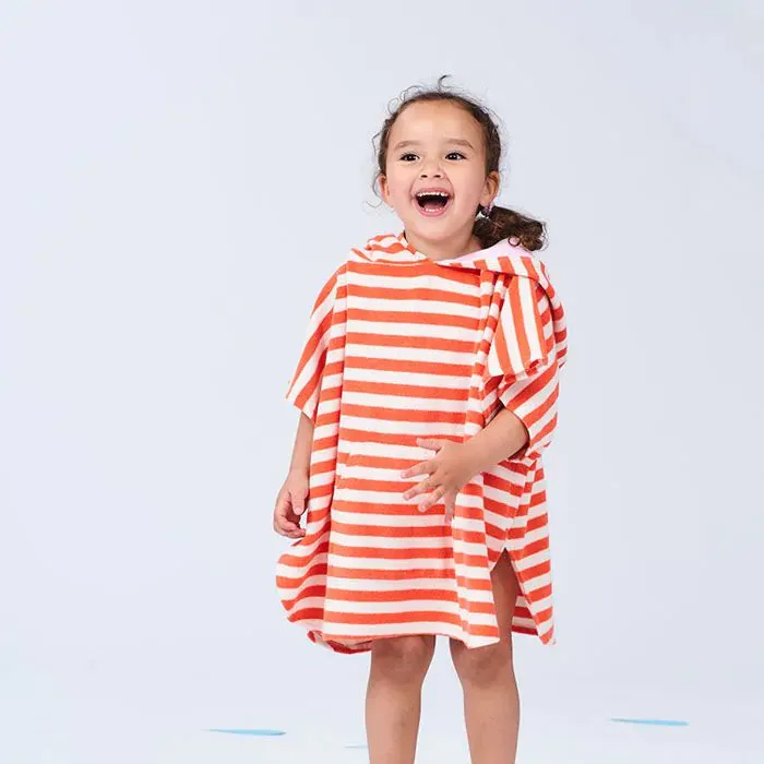 Sense Organics Coral Stripe Alvi Beach and Bath Poncho