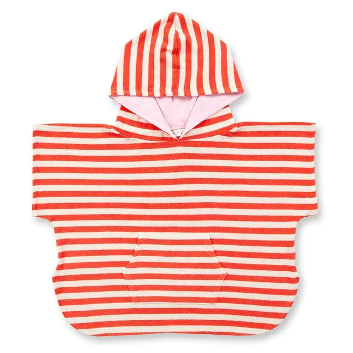 Sense Organics Coral Stripe Alvi Beach and Bath Poncho