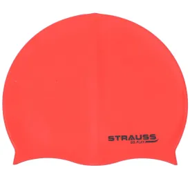 Strauss Latest Designed Swimming Cap |Keeps Hair Clean with Ear Protector|Suitable for Long and Short Hair|Swimming Head Cap with Breathable Fabric |Waterproof Swim Cap for Adult, Woman and Men,(Red)