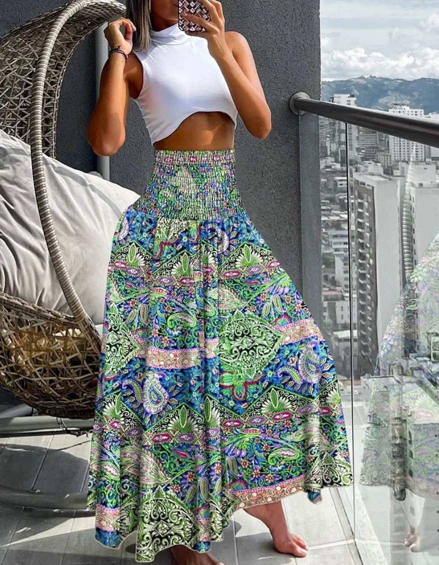 Summer Beach Long Skirt - Unique Printed Maxi Dress