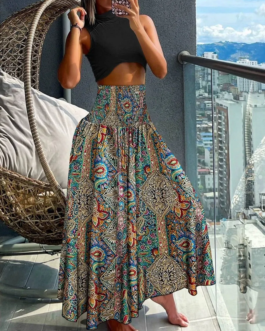 Summer Beach Long Skirt - Unique Printed Maxi Dress