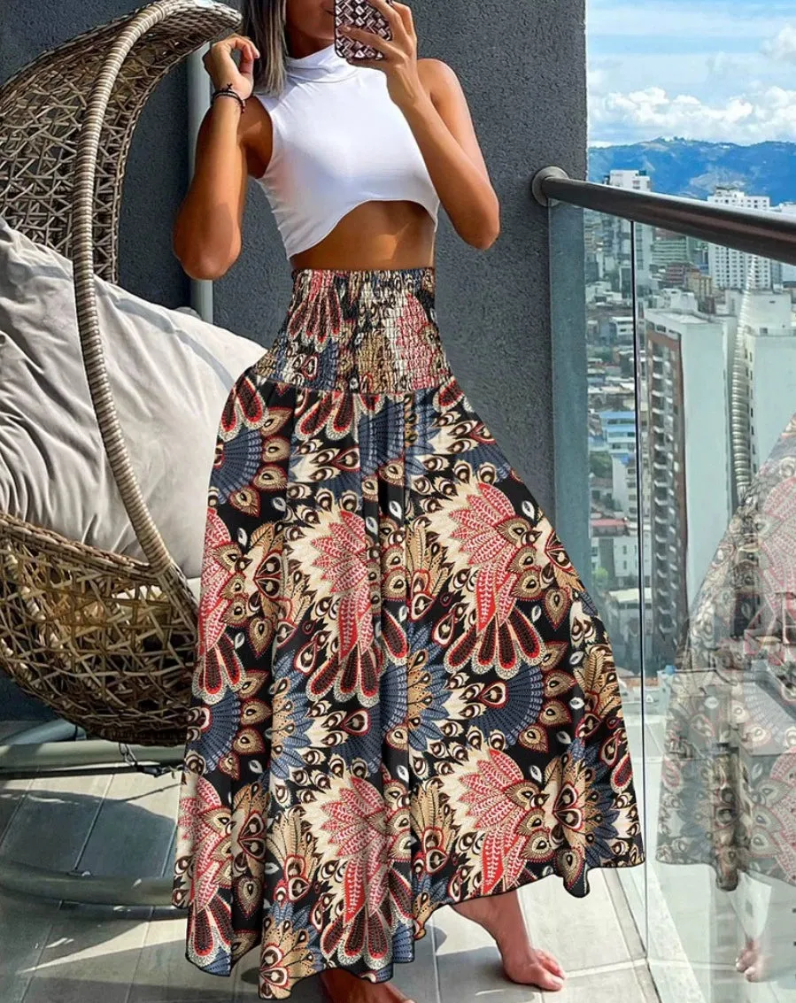 Summer Beach Long Skirt - Unique Printed Maxi Dress